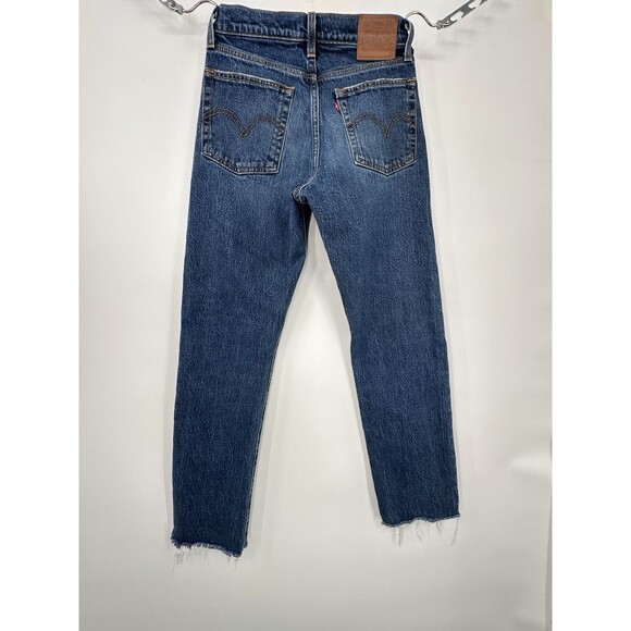 Levis Wedgie Jeans Size 25 High Rise Straight Medium Blue Denim Button Fly - Picture 3 of 16